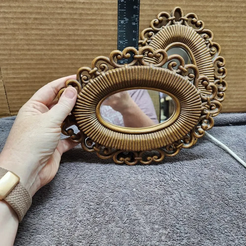 Vintage set of 3 plastic framed  Homco plastic frame mirror set W